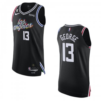 Los Angeles Clippers #13 Paul George Nike Black 2022-23 Authentic Jersey - City Edition Men's